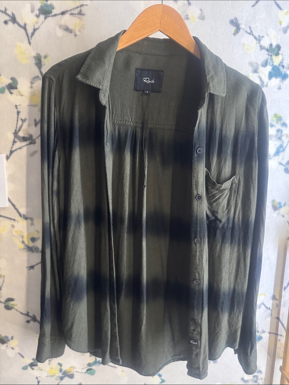 Rails Olive and Black Striped Button-Down Shirt